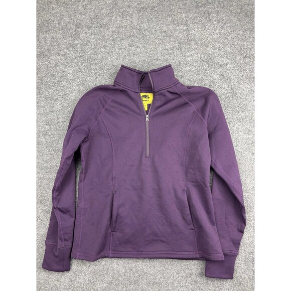 Roots Canada Sweater Womens Medium Purple Half Zip Pullover Fleece Lined Stretch - Picture 1 of 8